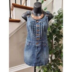 Free Style Women's Blue Denim Cotton Round Neck Sleeveless Jeans Short Dress S